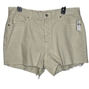 Old Navy NEW Beige‎ High Rise Slouchy Straight Cut Off Shorts Size 12 Button Fly